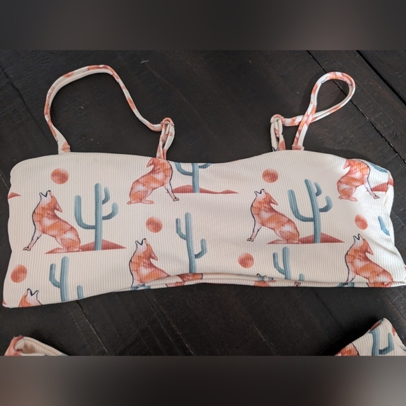 ROMWE Cream and Orange Tropical Bikini Set - Picture 3 of 6